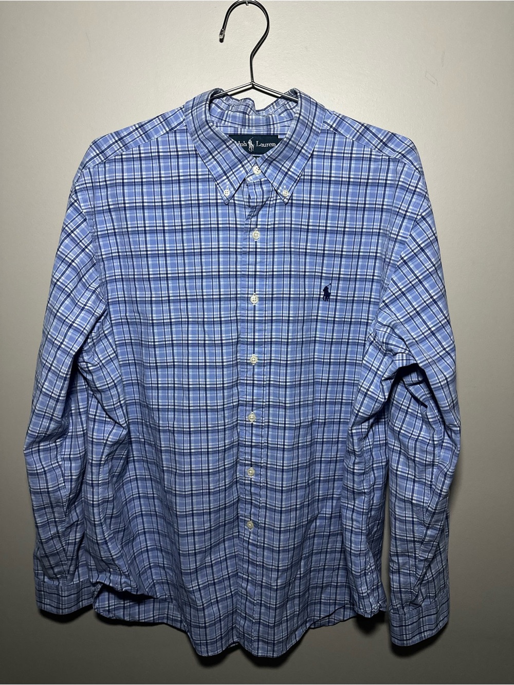 Ralph Lauren Shirt Mens XL Blue Classic Fit Long Sleeve Button Down Pony